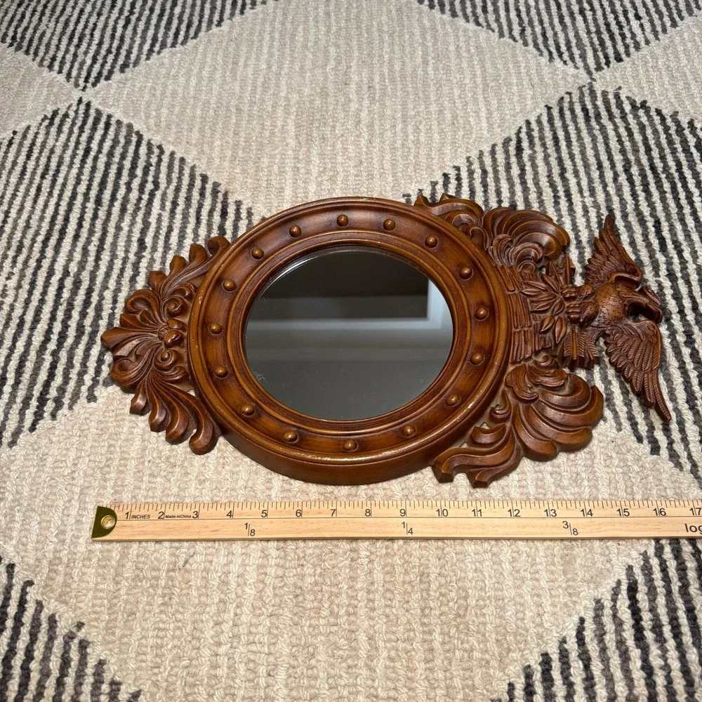 Vintage Federal Eagle Wall Mirror Ornate Carved Frame Colonial Style